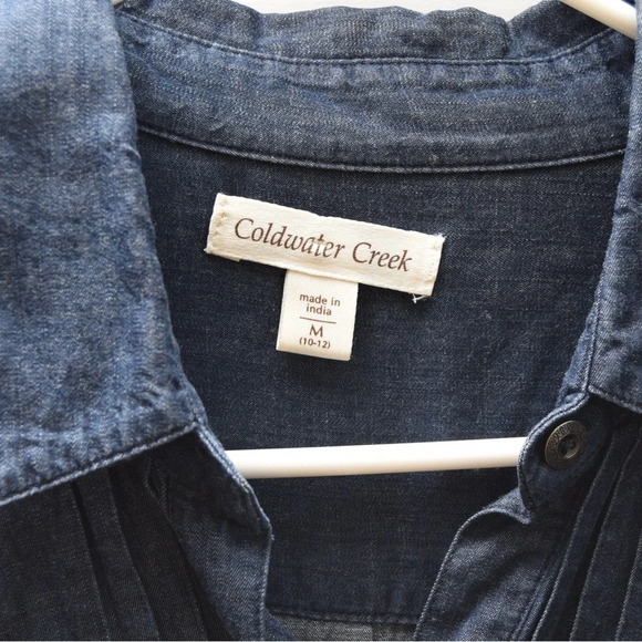 Cold water creek long sleeved pin tucked button up blouse size M - Picture 3 of 7